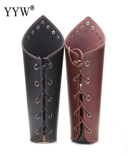 

1 pc cosplay props faux leather wide bracer lace up arm armor cuff cross string steampunk medieval gauntlet wristband black9388225, Golden;silver