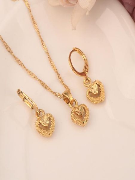 

african habesha set ethiopia cute heart pendant necklaceearrings gold color dubai sudan women girls wedding bridal jewelry gift6149315, Black