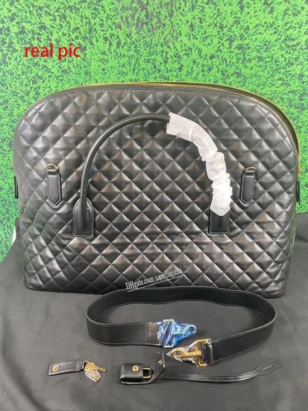 

es giant travel bag icare tote in quilted leather black maxi supple bag metal hardware zip closure handles leather case