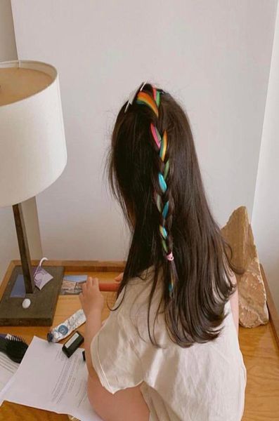 

rainbow colorful girl braided hair extension clip laser star sparkly cloud hair pieces barrettes birthday party hair accessories7071769, Slivery;white