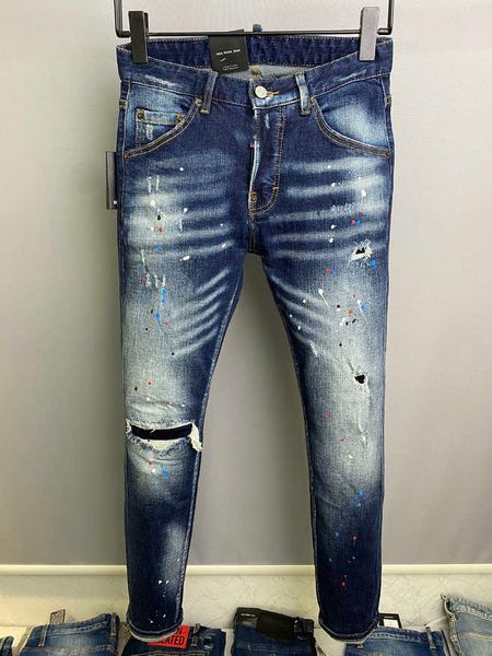 

trousers blue brand d2 jeans hole light dsq dark gray italy dsquare man long pants new men streetwear denim skinny slim straight biker jean