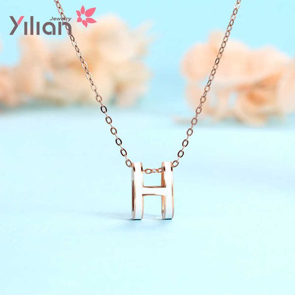 

elaine head jewelry s925h letter sterling silver necklace fashion simple neck korean style clavicle chain women's dress