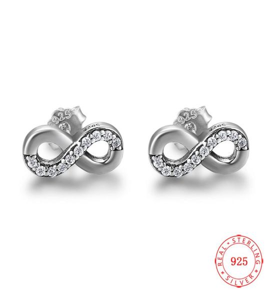 

china good quality 925 sterling silver stud earrings oxidized endless infinite double circle design lady girls birthday present gi9941877, Golden;silver