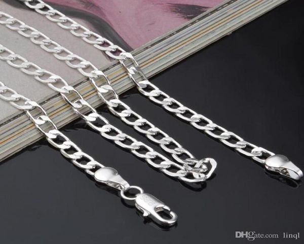 

jrl 4mm 925 sterling silver necklace curb chain figaro chain necklaces two style link italy 1624inch5292440