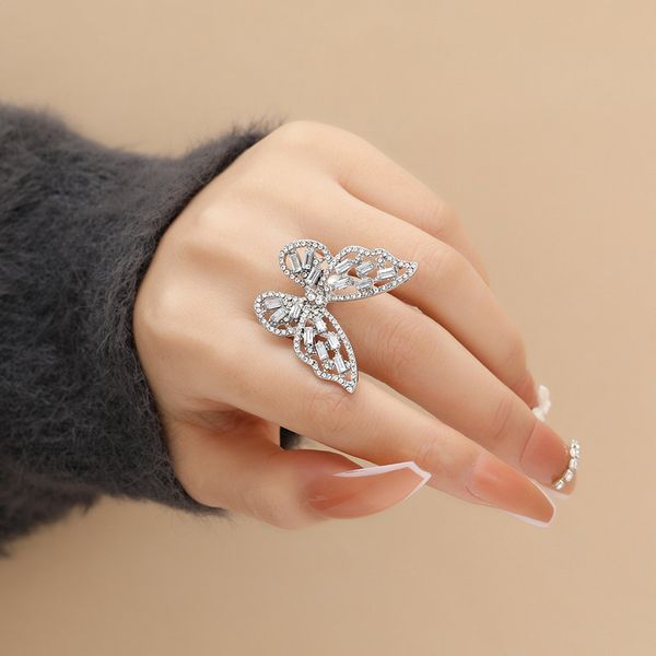 

wedding rings lovely design fashion jewelry opening inlaid aaaa zircon butterfly ring luxury shiny cocktail party for women e193 230710, Slivery;golden