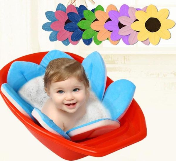 

new baby bathtub foldable blooming flower shape mat soft seat infant sink shower baby flower play bath cushion mat3783598