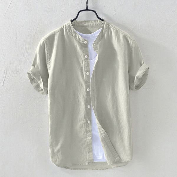 

men's dress shirts 2023 fashion casual blouse cotton linen loose short sleeve tee shirt summer daily handsome blusa 230710, White;black