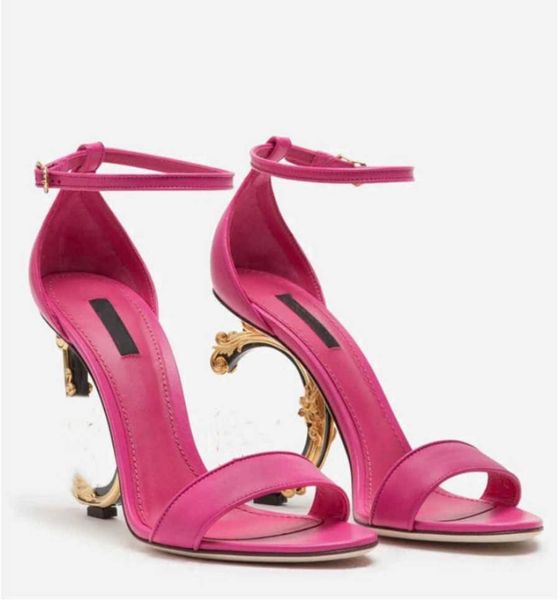 

baroque gabbanaly keira luxury brands leather women sandals shoes dg d and gshaped heels goldplated carbon dolcly party wedding lady gladiat, Black