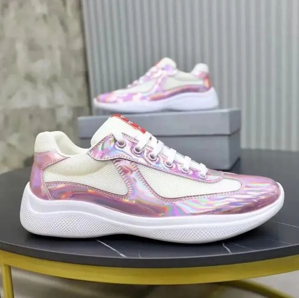 

luxury trainer perfect americas cup designer sneakers shoes patent leather and nylon sports luxury mens skateboard runner casual outdoor wal, Black