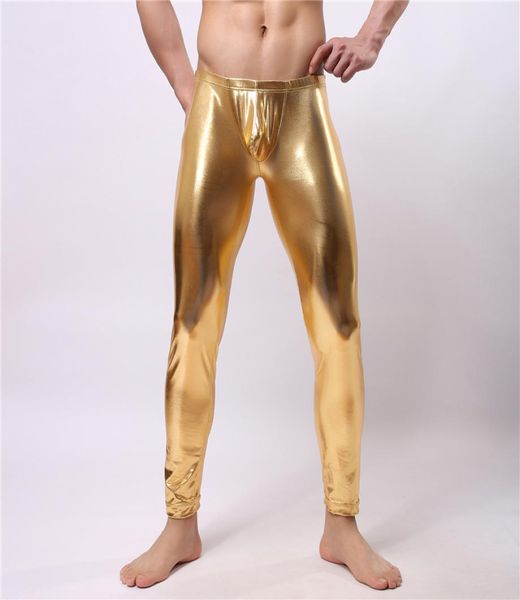 

men long johns underwear faux leather mens slim tight panties thin pouch elastic mens erotic gay underwear legging long johns3650423, Black;brown