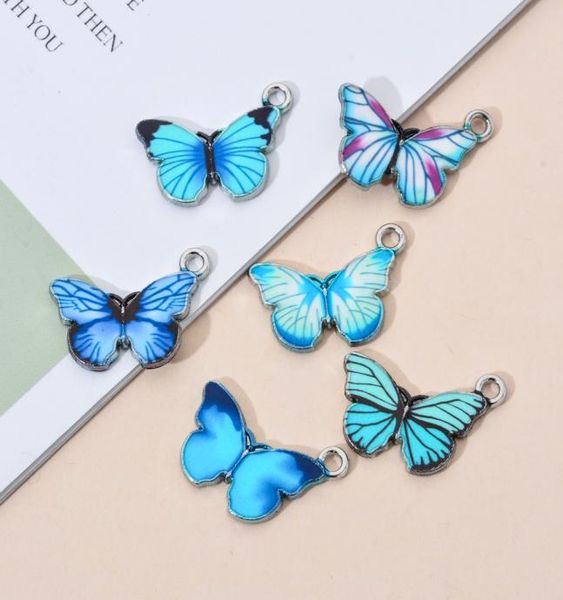 

enamel blue butterfly charms pendants 10pcslot for jewelry making diy handmade craft accessories for women4579449, Silver