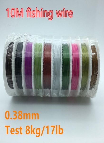 

10pcsbarrel colorful 10m 17 strands stainless steel wire fishing wire trace leader coating jigging wire lead fish jigging line6291465