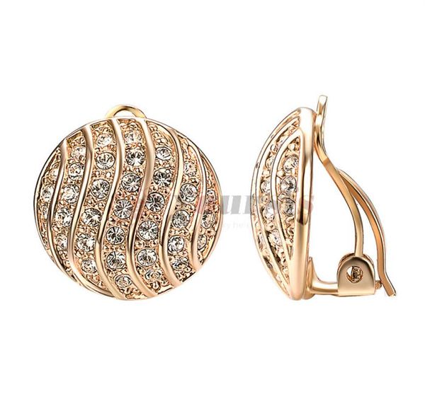 

yoursfs fashion jewelry 18k gold plated round zircon ear clip earrings woman anniversary christmas gift6260376, Silver