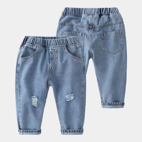 

jeans spring autumn 2 3 4 6 8 10 years kid s clothing children all match elastic long pants holes boys denim trousers 230711, Blue