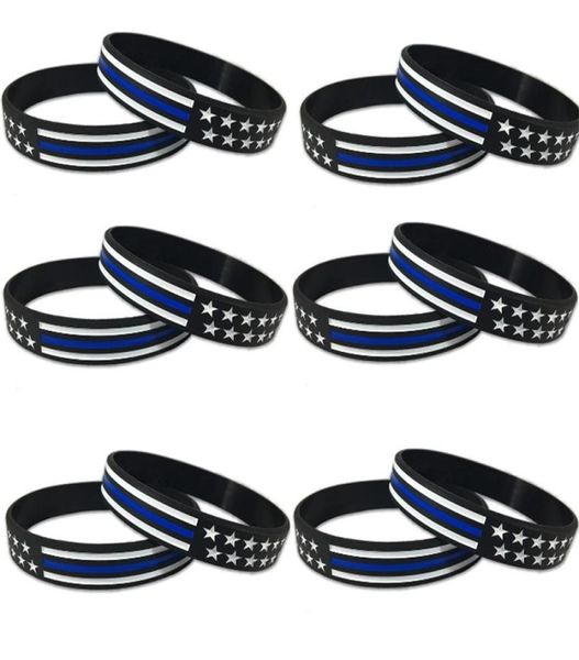 

shy 300pcslot thin blue line american flag bracelets silicone wristband it is soft and flexible great for normal day to day wear 4748694, Golden;silver
