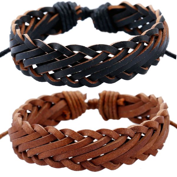 

national leather braided rope bracelet for male famale handamde wrist hemp bracelet jewelry accessories promotion factory price, Black