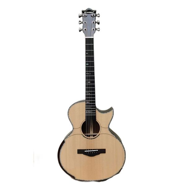 

stansen 38 inches solid spruce acoustic guitar cutaway rosewood body