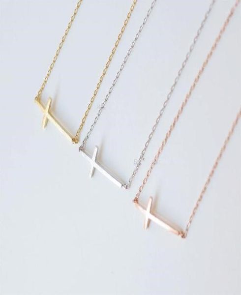 

10 geometric horizontal sideways cross religion pendant necklace simple tiny small faith christian lucky woman mother men039s f6679393, Silver