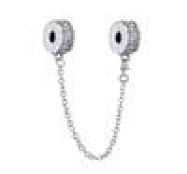 

925 sterling silver shining elegance clip safety chain with clear pave cz charm fits european jewelry bead bracelets9181035, Black