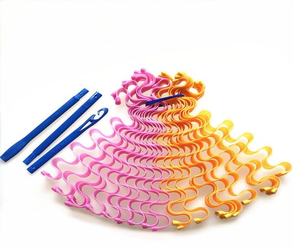 

18pcs 55cm hair curlers magic styling kit no heat with style hooks heatless wave formers for most hairstyles6763038