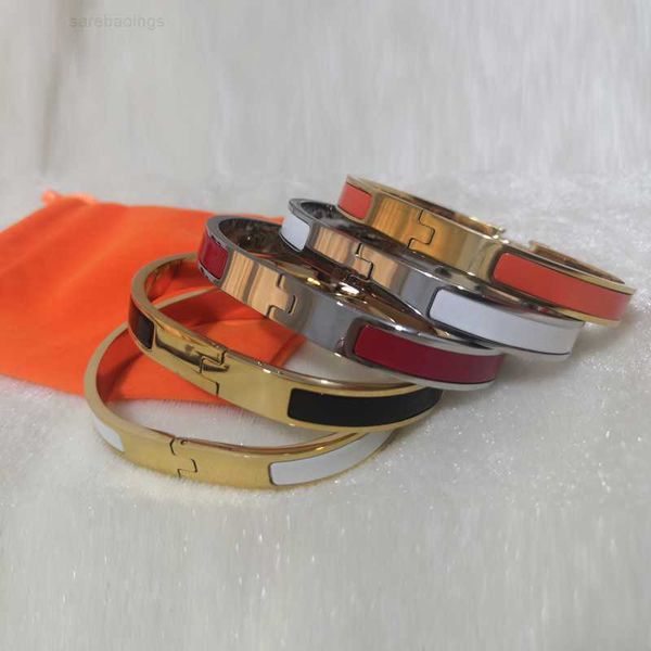 

bracelet luxury brand her max fashion women bangles 8mm narrow titanium steel enamel luxury designer jewelry bracelets with bags for lover g, Black