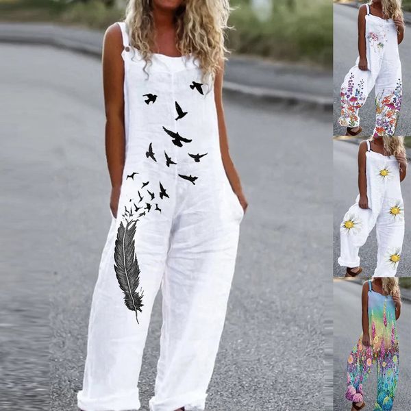 

women's jumpsuits rompers s-3xl solid color women's casual loose fitting breathable long sleeved jumpsuit women's white cotto, Black;white