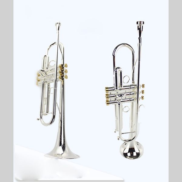 

bb b flat tritone trumpet mtr-400gs instrument with hard case, mouthpiece, cloth and gloves, silver plated