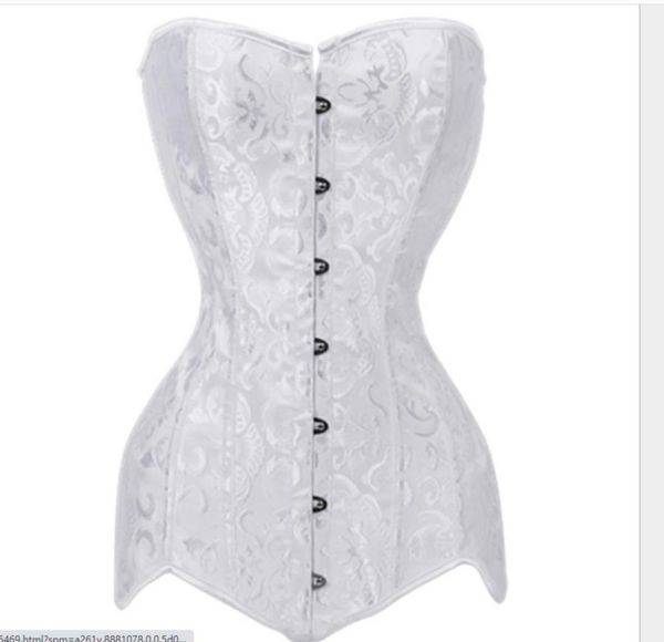 

plus size corset double 26 steel boned corset overbust long torso bustiers waist trainer corsets shapewear cincher corselet18675708, Black;white