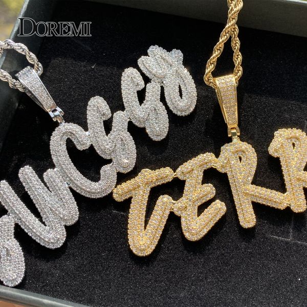 

pendant necklaces trendy customized necklace doulble layer curise ice out name handmade women men friend custom jewelry 230710, Silver