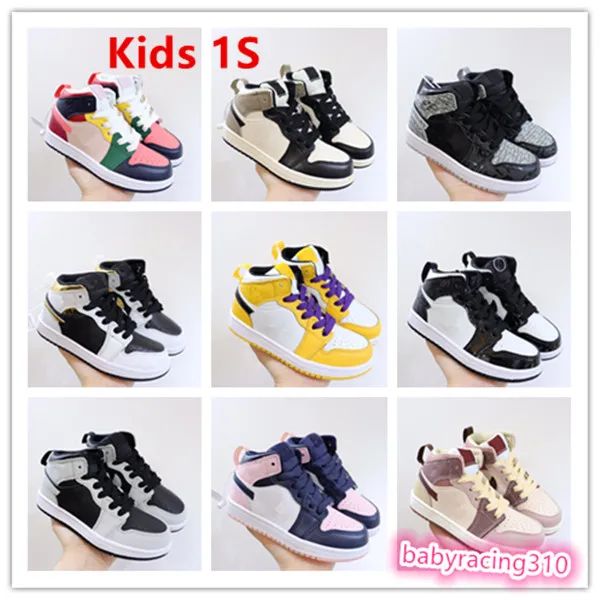 

designer 1s kid shoes lakers multicolor children's shoe grade school boys sneakers store, Black