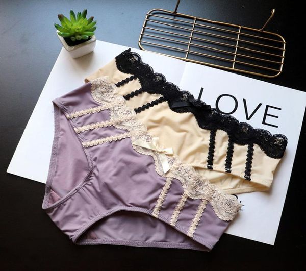 

women039s panties missnanda japanese girl cute ladies lace female low waist ice silk models hips breathable briefs cotton file9680627, Black;pink