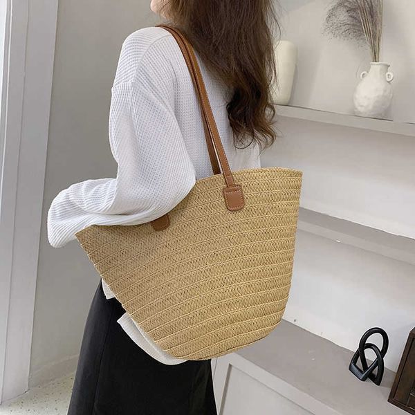 

straw woven bag french niche one shoulder bag women's portable summer casual tote bag