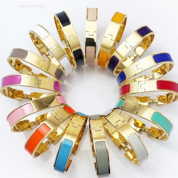 

bracelet luxury brand her max fashion women love bangle bracelets designer letter gold buckle 12mm enamel rainbow men bracelet size 17cm 19c, Black