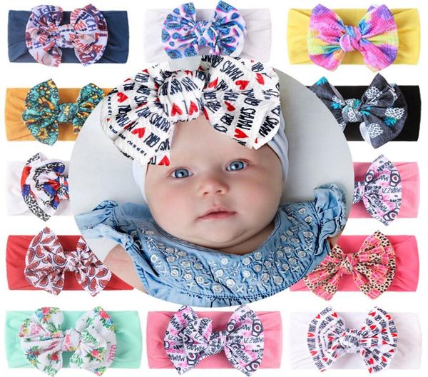 

ins european and american children039s hair accessories diy nylon wide hairband baby headgear kids headband printing big bow he3287929, Slivery;white