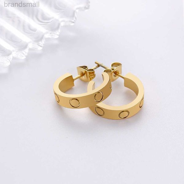 

high edition ear cuff charms love earrings for women girls ladies stud piercing jewelry engraved titanium steel gift designer jewelry, Golden;silver