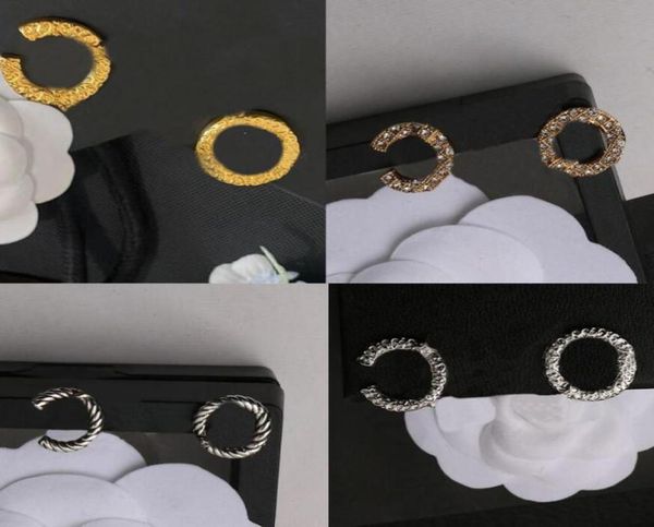 

23ss mixed simple luxury brand designers letters stud 18k gold plated 925 silver geometric famous women crystal rhinestone earring4247247, Golden;silver