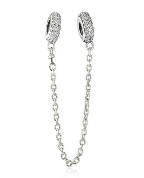 

authentic 925 sterling silver sparkling crystal pave inspiration safety chain beads for diy brand bracelets jewelry accessories2754334, Black