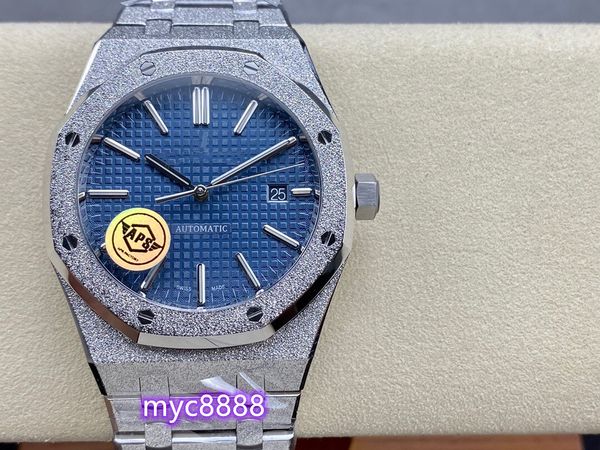 

aps15410 has a diameter of 41 mm and a thickness of 9.7 mm with a cal.3120 integrated movement sapphire glass mirror frosted gold process ca, Slivery;golden