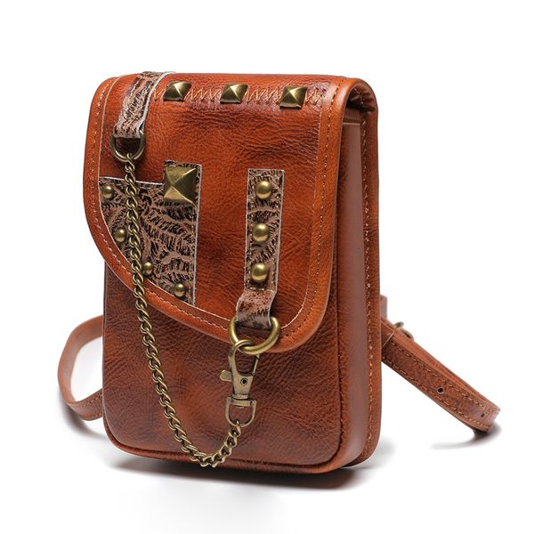

waist bags retro genuine leather women s bag cow mobile phone small square shoulder 230711