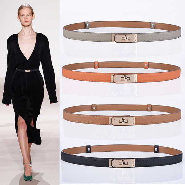 

fashion accessories women's calfskin belt simple dress black orange, Black;brown