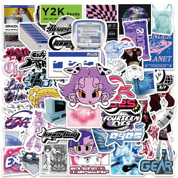 

50pcs y2k girls vsco 90s harajuku style vintage 2000 stickers waterproof sticker graffiti kids toy skateboard car motorcycle bicycle sticker