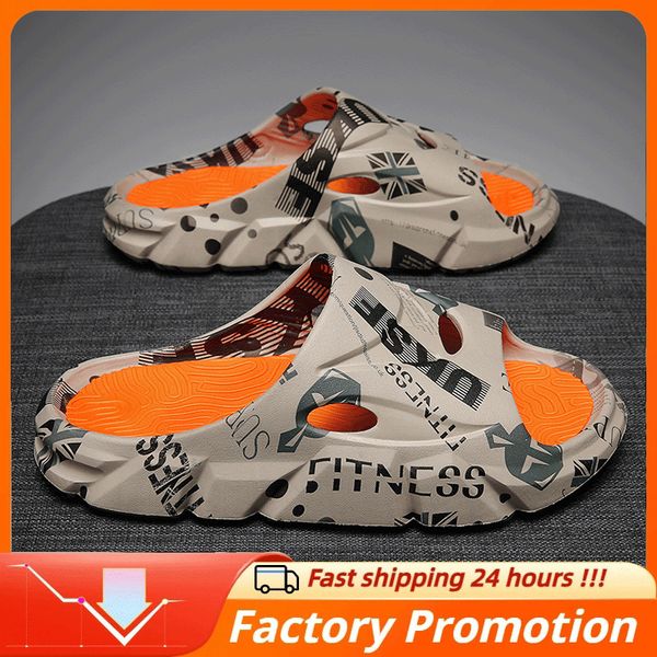 

slippers original brand style slippers men's sandals summer fashion thick bottom anti-slip slip-on casual camouflage beach shoes 230711, Black