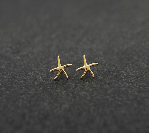 

fashion starfish stud earrings zinc alloy silver plated stud earring marine biological stud earrings for women whole2511738, Golden;silver