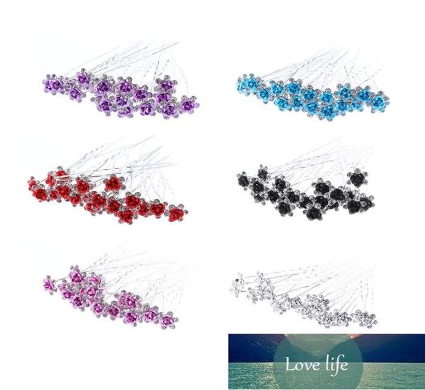 

20pcs crystal alloy rhinestone diamante rose flower hair pins wedding engagement hair clip sticks jewelry accessories for bridal3741191, Golden;silver