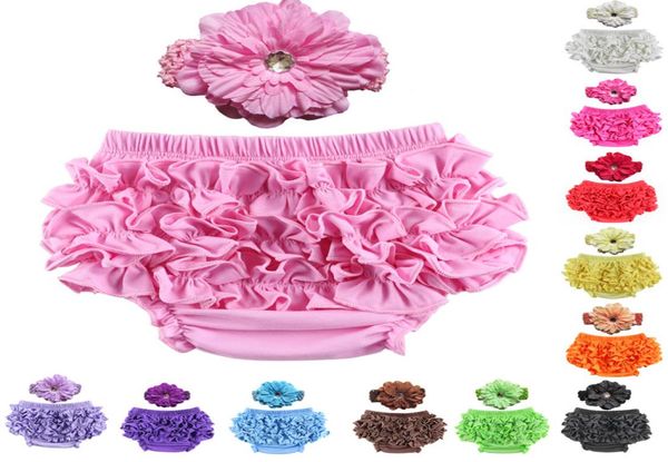 

12 color baby satin ruffle bloomers pant nappy cover with headband infant lace pp pants toddler kids ruffled cotton underwear bloo9533380, Black