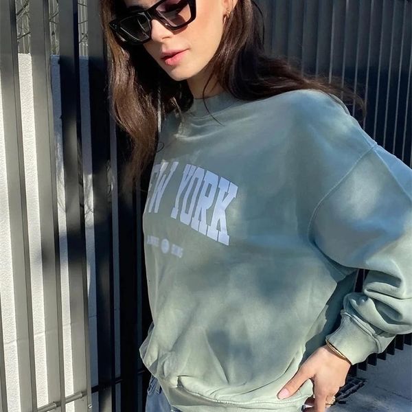 

womens hoodies sweatshirts jyate classic letter print spring light green crew neck fleece sweatshirt long sleeve oneck pullover 230710, Black