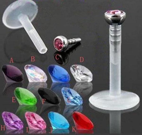 

lip stud l16 mix 10 colors 200pcslot fashion uv bioflex labert bar lip piercing jewelry labret ring body jewelry8780056, Black