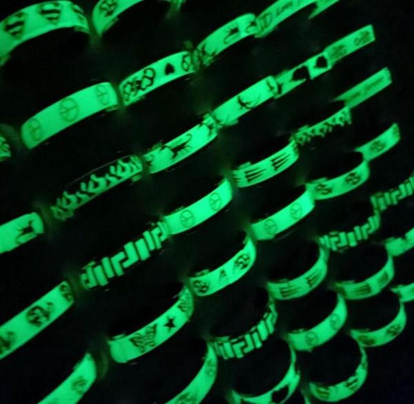 

whole 100pcs mix band glow in the dark 316l stainless steel ring jewelry lots332z26645179852, Silver