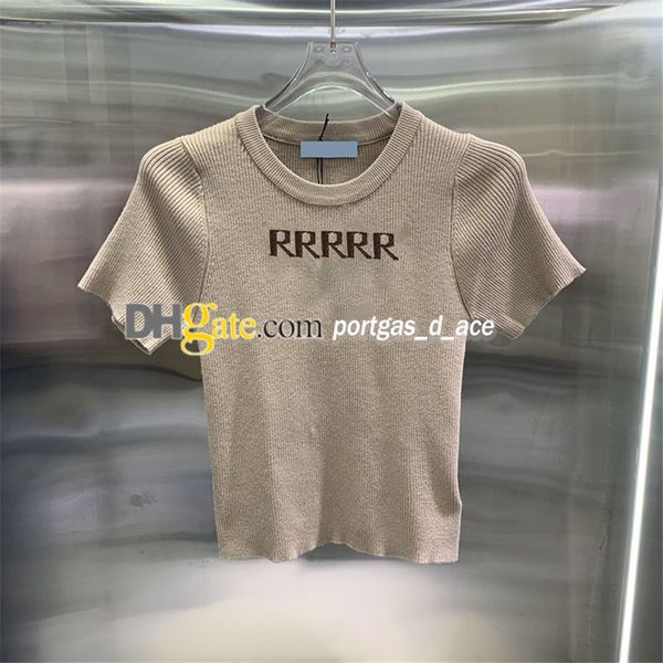 

designer knitted women t shirt short sleeve letter slim woman cloth summer lady elegant shirts, Black