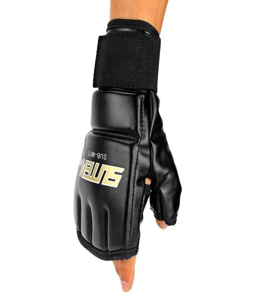 

new 1 pair pu leather boxing gloves sport men half finger muay thai gloves kick boxing training boxing glove8892058
